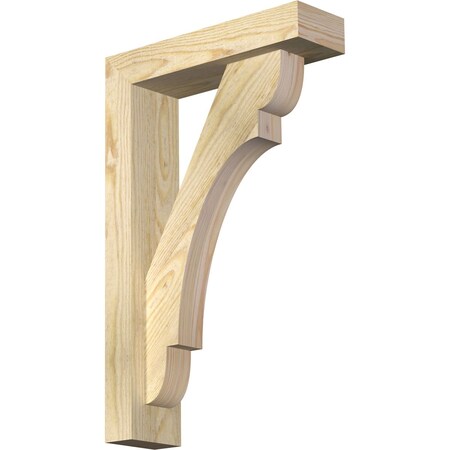 Ekena Millwork Olympic Block Rough Sawn Bracket w/ Offset Brace, Douglas Fir, 4"W x 14"D x 22"H BKT0402X14X22OLY05RDF